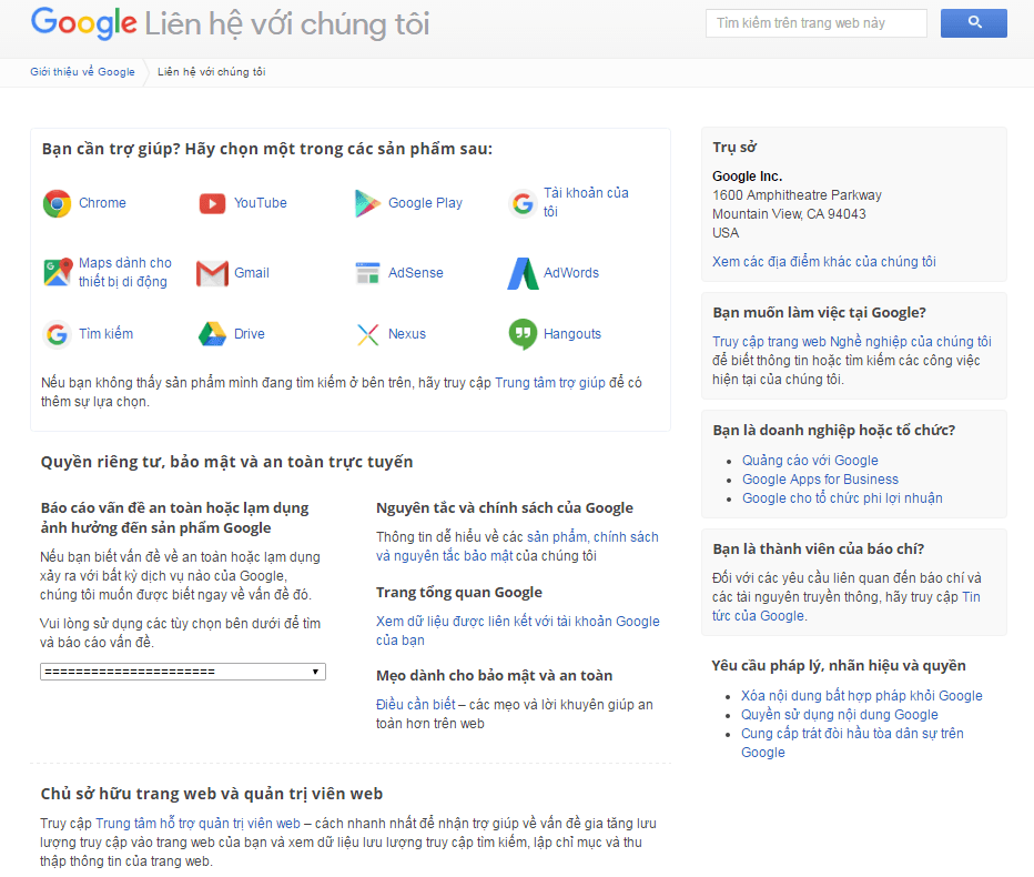 Dịch vụ khách hàng của Google 